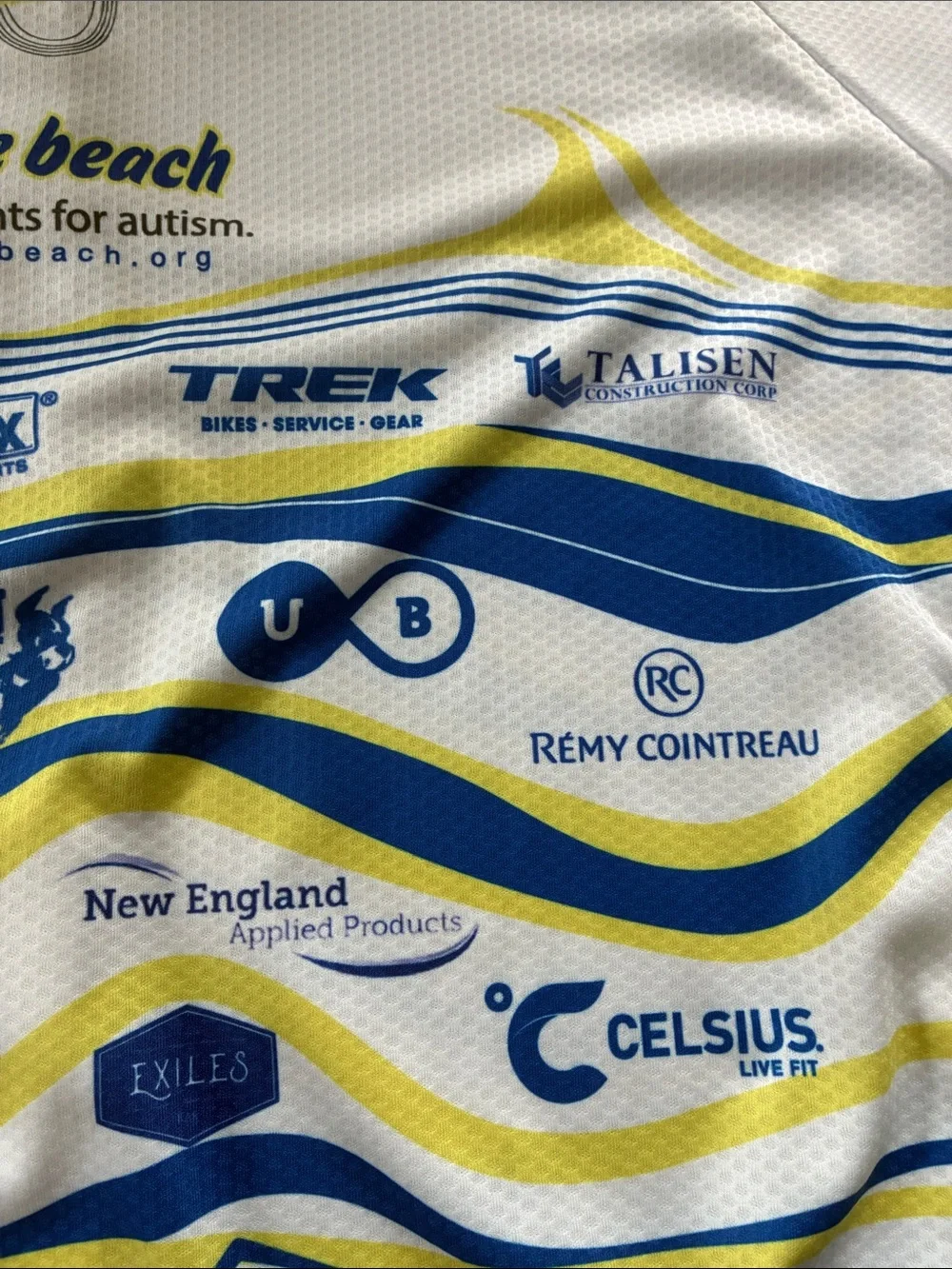 Bike to the Beach Cycling Jersey - White, Blue & Yellow